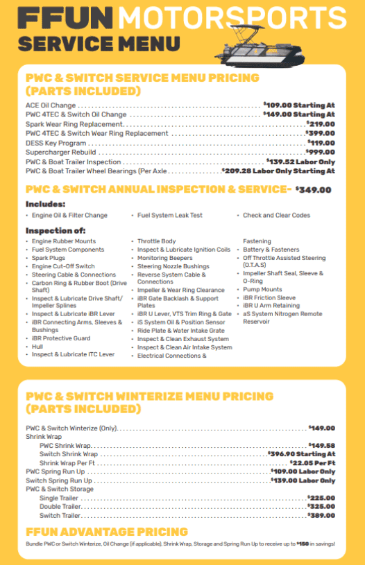 PWC & Switch Service Menu Pricing image